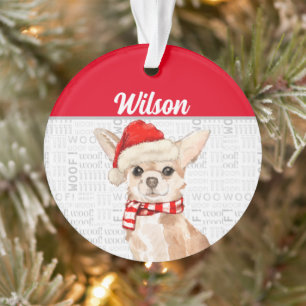 Chihuahua Dog met naam en foto Ornament