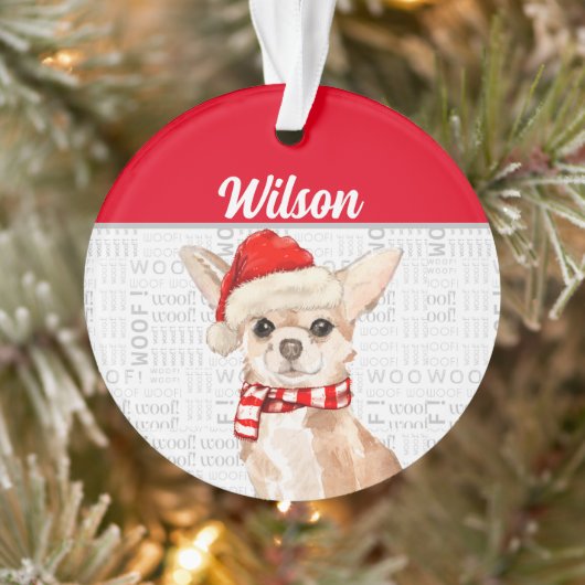 Chihuahua Dog met naam en foto Ornament (Boom)