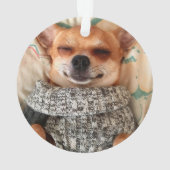 Chihuahua Dog met naam en foto Ornament (achterkant)