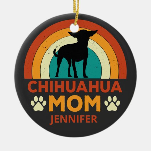  Chihuahua Dog Moeder Zonsondergang Keramisch Ornament (Voorkant)