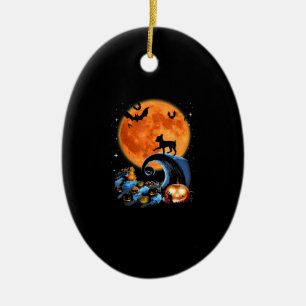 chihuahua dog moon pompoen halloween costuum gift keramisch ornament