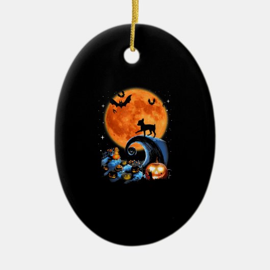 chihuahua dog moon pompoen halloween costuum gift keramisch ornament (Voorkant)