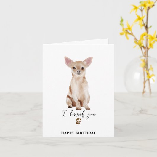 Chihuahua Dog Mum Puppy Pets Paw Birthday Kaart (Gele Bloem)