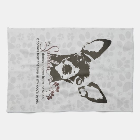 Chihuahua Dog My Sunshine Gray Towel Theedoek (Horizontaal)