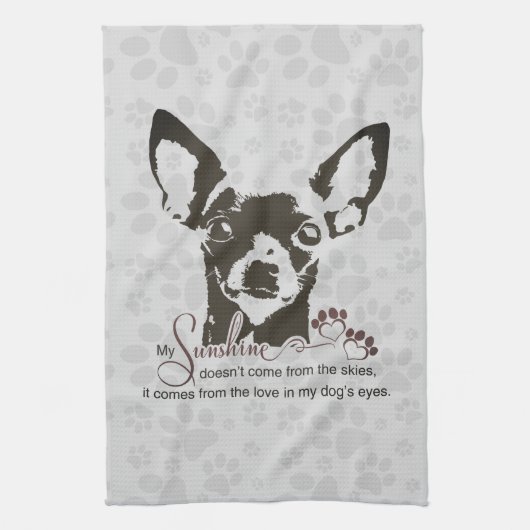 Chihuahua Dog My Sunshine Gray Towel Theedoek (Verticaal)