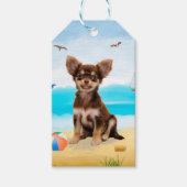 Chihuahua Dog op strand Cadeaulabel (Voorkant)