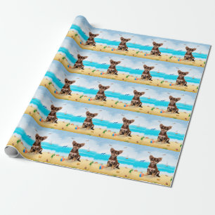 Chihuahua Dog op strand Cadeaupapier