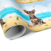 Chihuahua Dog op strand Cadeaupapier (Rol Hoek)