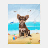 Chihuahua Dog op strand Fleece Deken (Voorkant)