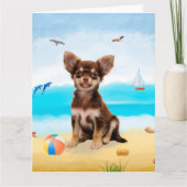 Chihuahua Dog op strand Kaart (Voorkant)