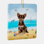Chihuahua Dog op strand Keramisch Ornament (Rechts)