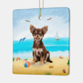 Chihuahua Dog op strand Keramisch Ornament (Links)