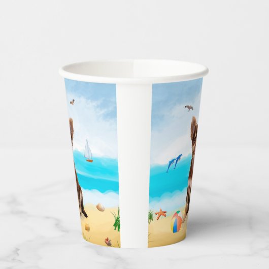 Chihuahua Dog op strand Papieren Bekers (Links)
