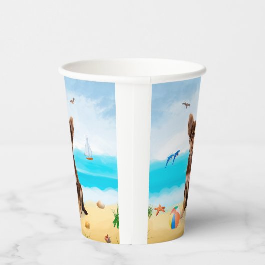 Chihuahua Dog op strand Papieren Bekers (Rechts)