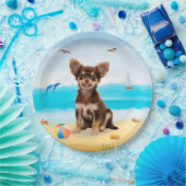 Chihuahua Dog op strand Papieren Bordje (Feest)