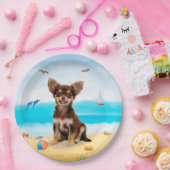 Chihuahua Dog op strand Papieren Bordje (Feest)