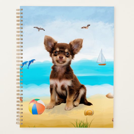 Chihuahua Dog op strand Planner (Voorkant)