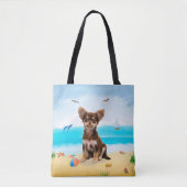 Chihuahua Dog op strand Tote Bag (Voorkant)