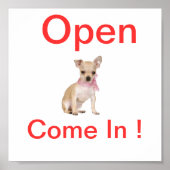 Chihuahua Dog Open Sign Poster (Voorkant)
