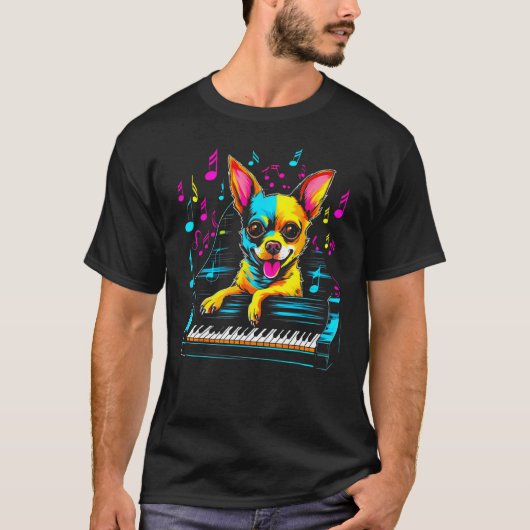 Chihuahua Dog Piano T-shirt (Voorkant)