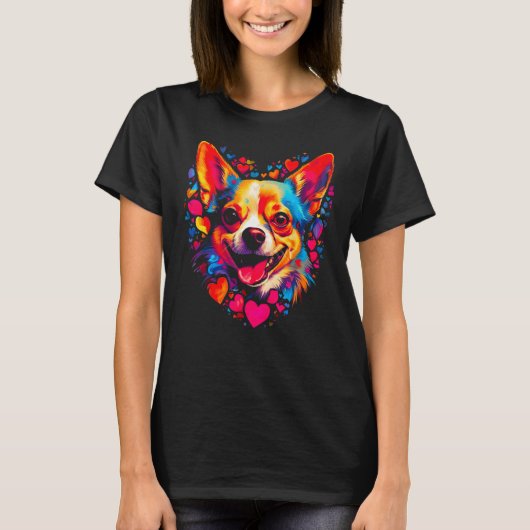 Chihuahua Dog Pink Red Heart T-shirt (Voorkant)