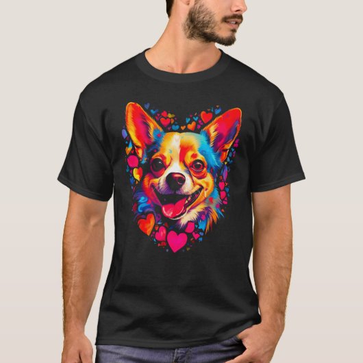 Chihuahua Dog Pink Red Heart T-shirt (Voorkant)