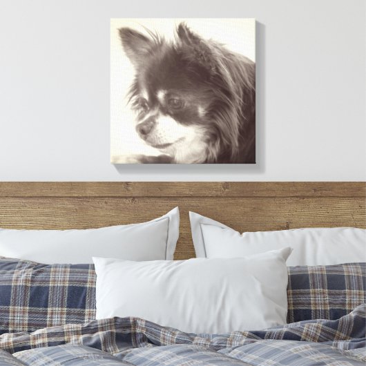 Chihuahua Dog Portrait Canvas Afdruk (Insitu (Slaapkamer))