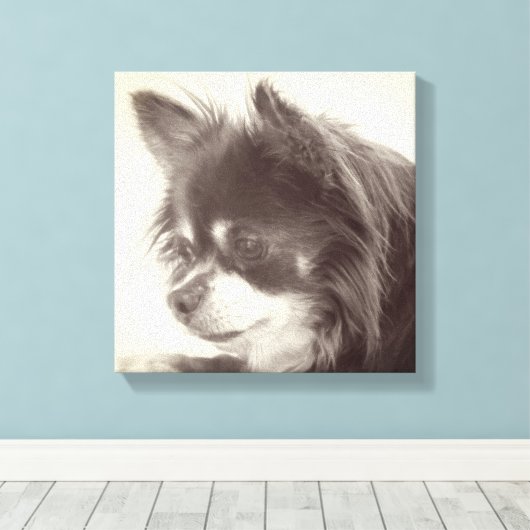Chihuahua Dog Portrait Canvas Afdruk (Insitu (Houten vloer))