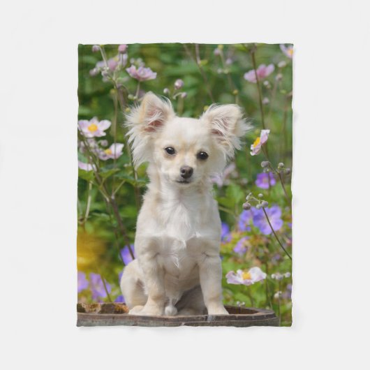 Chihuahua Dog Puppy Photo met lange adem - Comfy Fleece Deken (Voorkant)