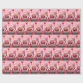 Chihuahua Dog-rijtuig met hart Valentijnse Cadeaupapier (Vlak)