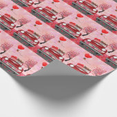 Chihuahua Dog-rijtuig met hart Valentijnse Cadeaupapier (Hoek)