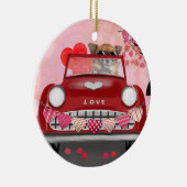 Chihuahua Dog-rijtuig met hart Valentijnse Keramisch Ornament (Rechts)