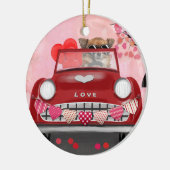 Chihuahua Dog-rijtuig met hart Valentijnse Keramisch Ornament (Links)