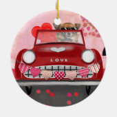 Chihuahua Dog-rijtuig met hart Valentijnse Keramisch Ornament (Achterkant)