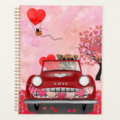 Chihuahua Dog-rijtuig met hart Valentijnse Planner (Voorkant)