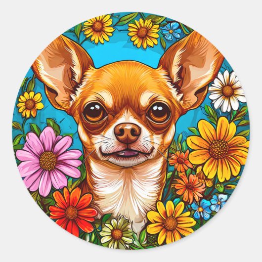 Chihuahua dog ronde sticker (Voorkant)