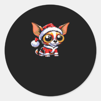 Chihuahua Dog Santa Classic T-shirt Ronde Sticker