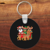 Chihuahua Dog Santa Reindeer Elf Christmas Womens Sleutelhanger (Voorkant)