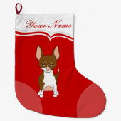 Chihuahua Dog Schattige Cartoon Bruin Wit Naam Grote Kerstsok (Voorkant)