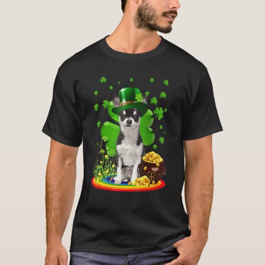 Chihuahua Dog Shamrock St Patricks Day Dog Irish G T-shirt (Voorkant)