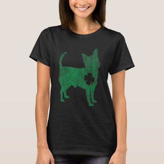 Chihuahua Dog Shamrock St Patrick's Day Saint Padd T-shirt (Voorkant)