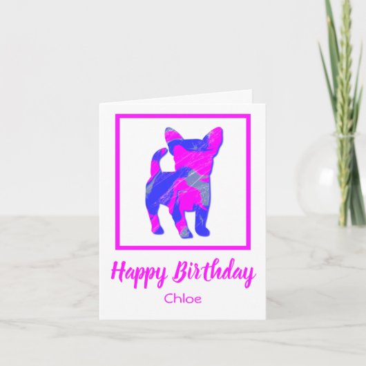 Chihuahua Dog Silhouette Funny Birthday Kaart (Voorkant)