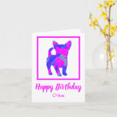 Chihuahua Dog Silhouette Funny Birthday Kaart (Gele Bloem)