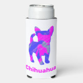 Chihuahua Dog Silhouette Hot Pink & Blue Seltzer Blikjeskoeler (Seltzer Achterkant)