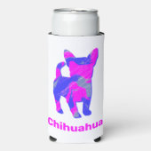 Chihuahua Dog Silhouette Hot Pink & Blue Seltzer Blikjeskoeler (Seltzer Voorkant)