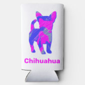 Chihuahua Dog Silhouette Hot Pink & Blue Seltzer Blikjeskoeler (Achterkant)