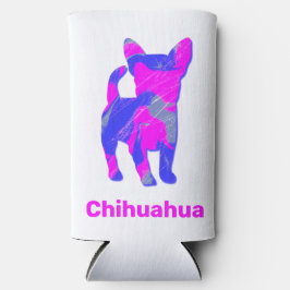 Chihuahua Dog Silhouette Hot Pink & Blue Seltzer Blikjeskoeler