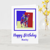 Chihuahua Dog Silhouette Red Blue Yellow day Kaart (Gele Bloem)