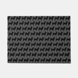 Chihuahua Dog Silhouettes Black en Grey Pattern Deurmat