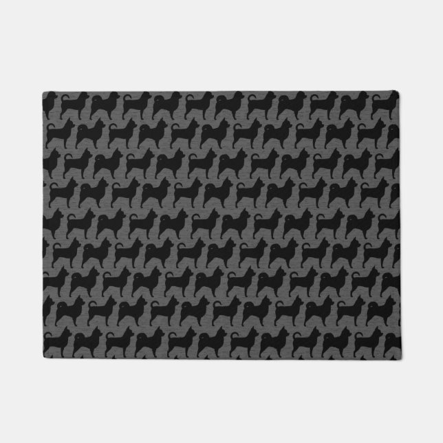 Chihuahua Dog Silhouettes Black en Grey Pattern Deurmat (Voorkant)